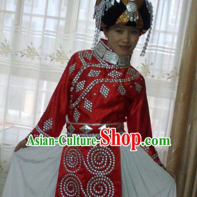 Chinese Folk Dance Dress Clothing Dresses Costume Ethnic Dancing Cultural Dances Costumes for Women Girls