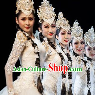 Chinese Folk Dance Dress Clothing Dresses Costume Ethnic Dancing Cultural Dances Costumes for Women Girls