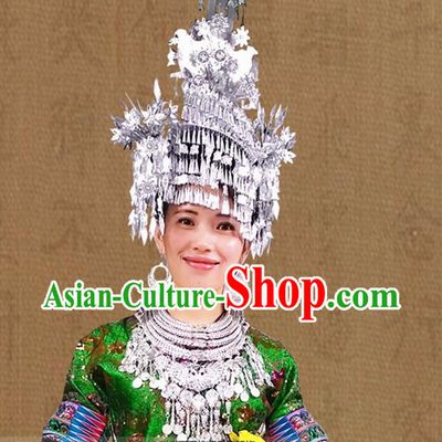 Chinese Miao Silver Folk Ethnic Hat for Women