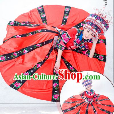 Chinese Minority Nationality Ethnic Groups Wear Dresses Traditional Clothing for Women