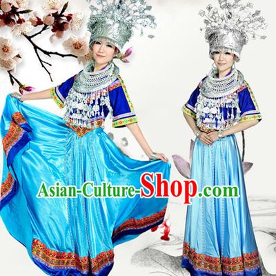 Chinese Minority Nationality Ethnic Groups Wear Dresses Traditional Clothing for Women