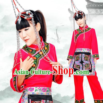 Chinese Minority Nationality Ethnic Groups Wear Dresses Traditional Clothing for Women