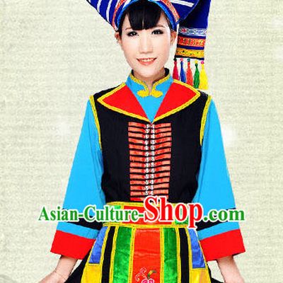 Chinese Hmong Minority Nationality Ethnic Groups Wear Dresses Traditional Clothing for Women