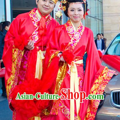 Traditional Chinese Wedding Dress Asian Clothing National Hanfu Costume Han China Style Costumes Robe Attire Ancient Dynasty Dresses Complete Set for Women and Men