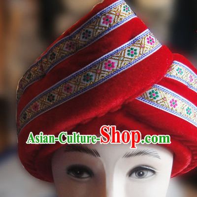 Chinese Traditional Miao Minority Hmong Folk Ethnic Hat for Men
