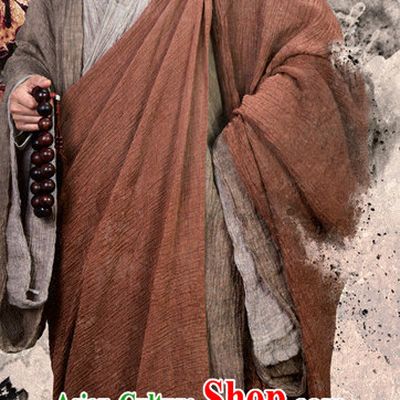 Chinese Ancient Monk Costumes Clothing Complete Set for Men