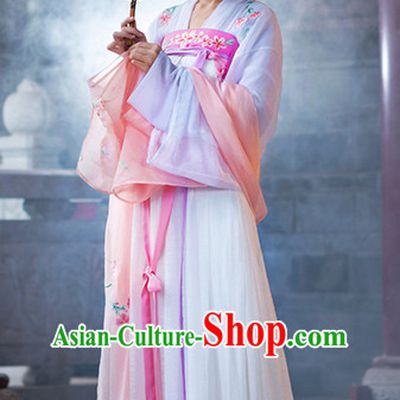 Chinese Ancient Beauty Costumes and Hair Jewelry Complete Set for Women