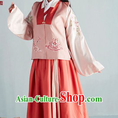 Chinese Ancient Ming Dynasty Princess Beauty Garment Costumes and Hair Jewelry Complete Set for Women