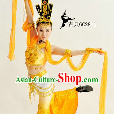 Traditional Chinese Classical Long Sleeves Dance Costumes for Girls