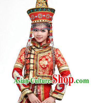 Traditional Chinese Ethnic Mongolian Dance Costumes for Girls