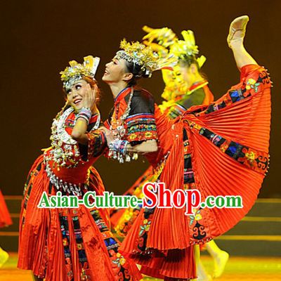 Traditional Ethnic Miao Dancing Costumes for Girls