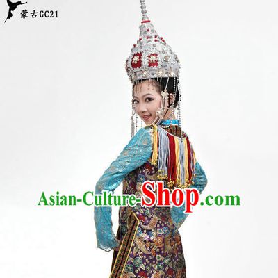 Traditional Chinese Stage Performance Ethnic Mongolian Dancing Costumes for Women Girls