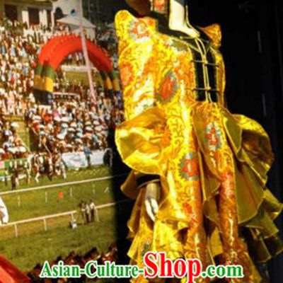 Top Traditional Mongolian Clothing Ancient Ethnic Queen Garments and Hat Complete Set for Women
