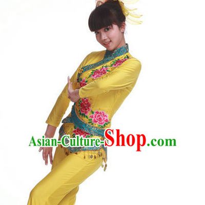 Traditional Chinese Fan Dance Costumes for Girls