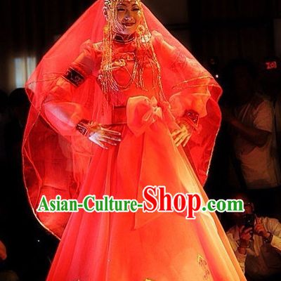Traditional Chinese Mongolian Wedding Dress Complete Set for Women