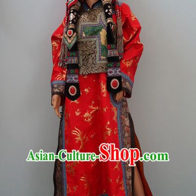 Traditional Chinese Mongolian Wedding Clothes Complete Set for Women