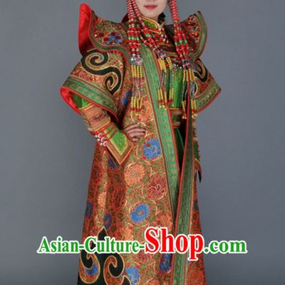 Traditional Ancient Chinese Mongolian Queen Clothes Complete Set for Women