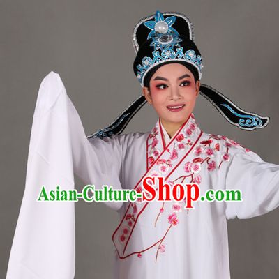 Chinese Opera Costumes Huangmei Opera Stage Performance Costume Chinese Traditional Water Sleeve Costume Drama Costumes and Hat Complete Set