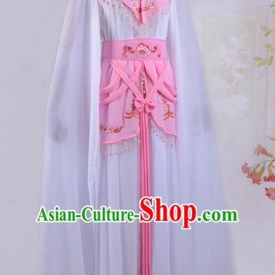 Chinese Opera Costumes Huangmei Opera Stage Performance Costume Chinese Traditional Water Sleeve Costume Drama Costumes and Hat Complete Set