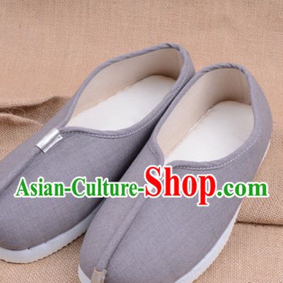 Grey Handmade Chinese Opera Shoes Stage Performance Shoes Classical Shoes