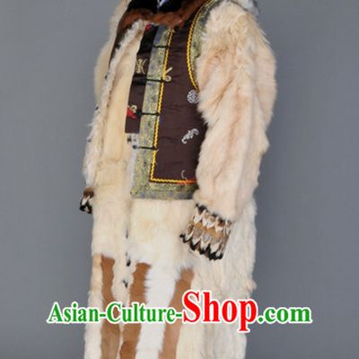 Chinese Traditional Ethnic Mongolian Dresses Wear Clothing and Hat Complete Set for Men