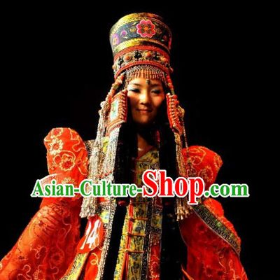 Chinese Traditional Ethnic Empress National Costumes Wedding Dresses Wear Clothing and Hat Complete Set for Men