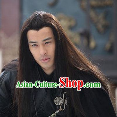 Chinese Ancient Black Long Wigs for Men