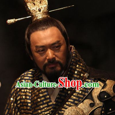 Chinese Traditional Ancient Black Wigs and Coronet for Men
