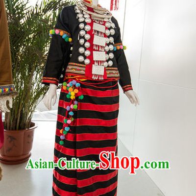 Chinese Traditional Ethnic Miao National Costumes Complete Set for Women