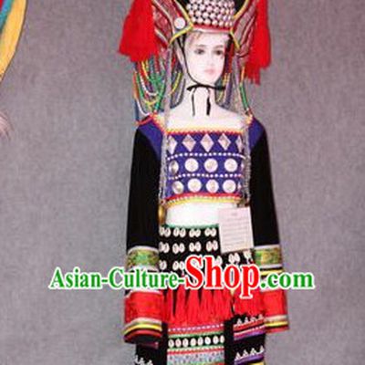 Chinese Traditional Ethnic Miao National Costumes Complete Set for Women