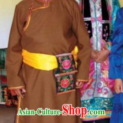 Mongolian Traditional Ethnic National Costumes Complete Set for Men