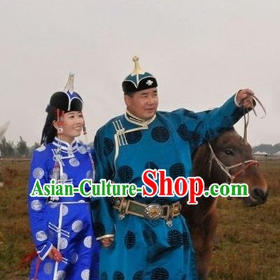 Mongolian Traditional Ethnic National Costumes Complete Set for Men