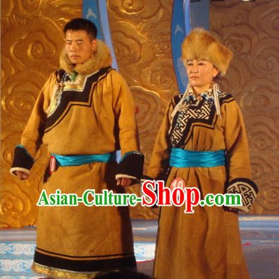 Mongolian Traditional Ethnic National Costumes Complete Set for Men
