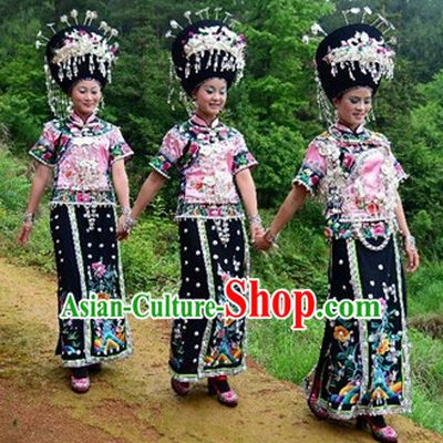 Chinese Miao Ethnic Clothing Minority Clothing Cultural Costumes Complete Set for Women
