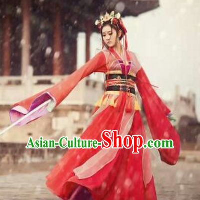 Top Chinese Traditional Swordwoman Costumes Complete Set for Women