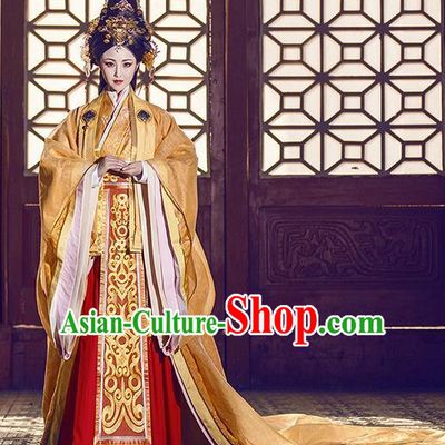 Chinese Traditional Princess Hanfu Clothing Empres Garment and Hair Accessories Complete Set for Women
