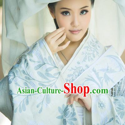 Chinese Classical Han Dynasty Princess Hanfu Clothing Mandarin Dresses and Hair Accessories Complete Set for Women