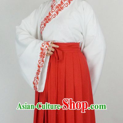 Ancient Chinese Han Dynasty White Clothing Chinese National Costumes Ancient Chinese Costume Traditional Chinese Clothes Complete Set for Women Girls