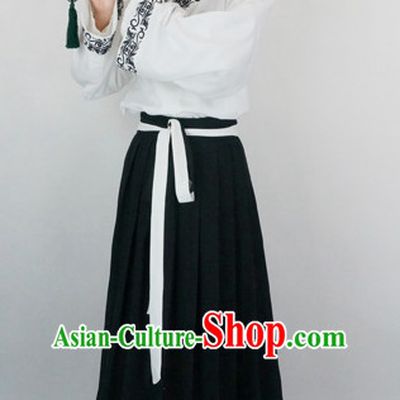 Ancient Chinese Han Dynasty White Clothing Chinese National Costumes Ancient Chinese Costume Traditional Chinese Clothes Complete Set for Men