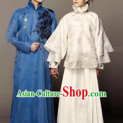 Top Chinese Minguo Clothing Theater and Reenactment Costumes Mandarin Chinese Clothes Complete Set for Men and Women