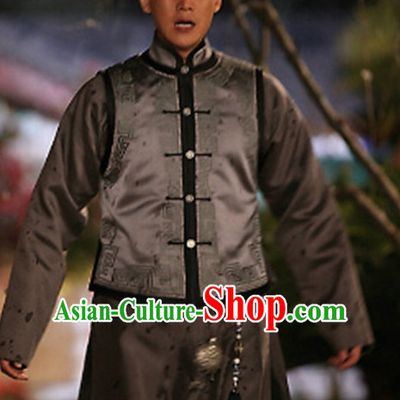 Ancient Chinese Manchu Prince Men's Clothing _ Apparel Chinese Traditional Dress Theater and Reenactment Costumes and Coronet Complete Set for Men