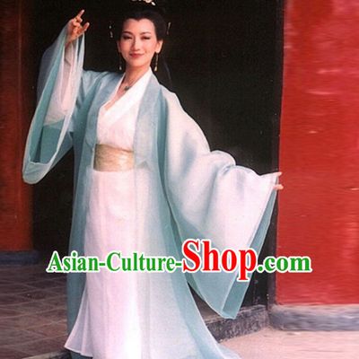Ancient Chinese TV Drama White Snake Film Women's Clothing _ Apparel Chinese Traditional Dress Theater and Reenactment Costumes and Coronet Complete Set