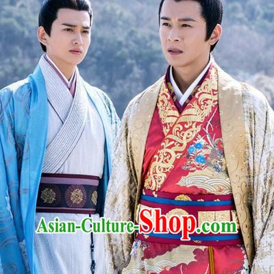 Chinese Ancient Emperor Men's Clothing _ Apparel Chinese Traditional Dress Theater and Reenactment Costumes and Headwear Complete Set