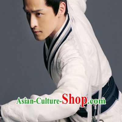 Chinese Ancient Knight Men's Clothing _ Apparel Chinese Traditional Dress Theater and Reenactment Costumes and Headwear Complete Set