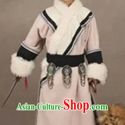 Chinese Ancient Mongolian Kids's Clothing _ Apparel Chinese Traditional Dress Theater and Reenactment Costumes and Hat Complete Set