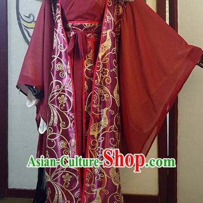 Chinese Ancient Han Fu Emperor Clothing Robes Tunics Accessories Traditional China Clothes Men Adults Kids