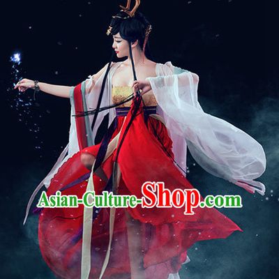 Chinese TV Drama Beauty Costume Ancient Theatrical Costumes Historical Clothing and Hair Jewelry Complete Set for Women