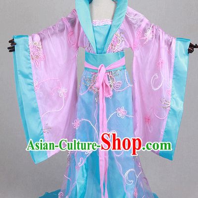 Chinese TV Drama Beauty Costume Ancient Theatrical Costumes Historical Clothing and Hair Jewelry Complete Set for Kids
