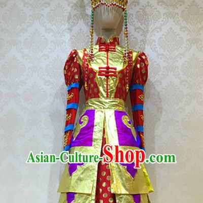 Chinese Mongolian Folk Dance Costume for Women or Girls