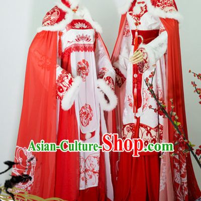 Top Chinese Ancient Bridal Guzhuang Hanfu Women's Clothing _ Apparel Chinese Traditional Dress Theater and Reenactment Costumes Complete Set